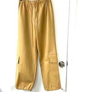 The Frankie  Shop, Faux Leather Cargo Pants , sz S, caramel